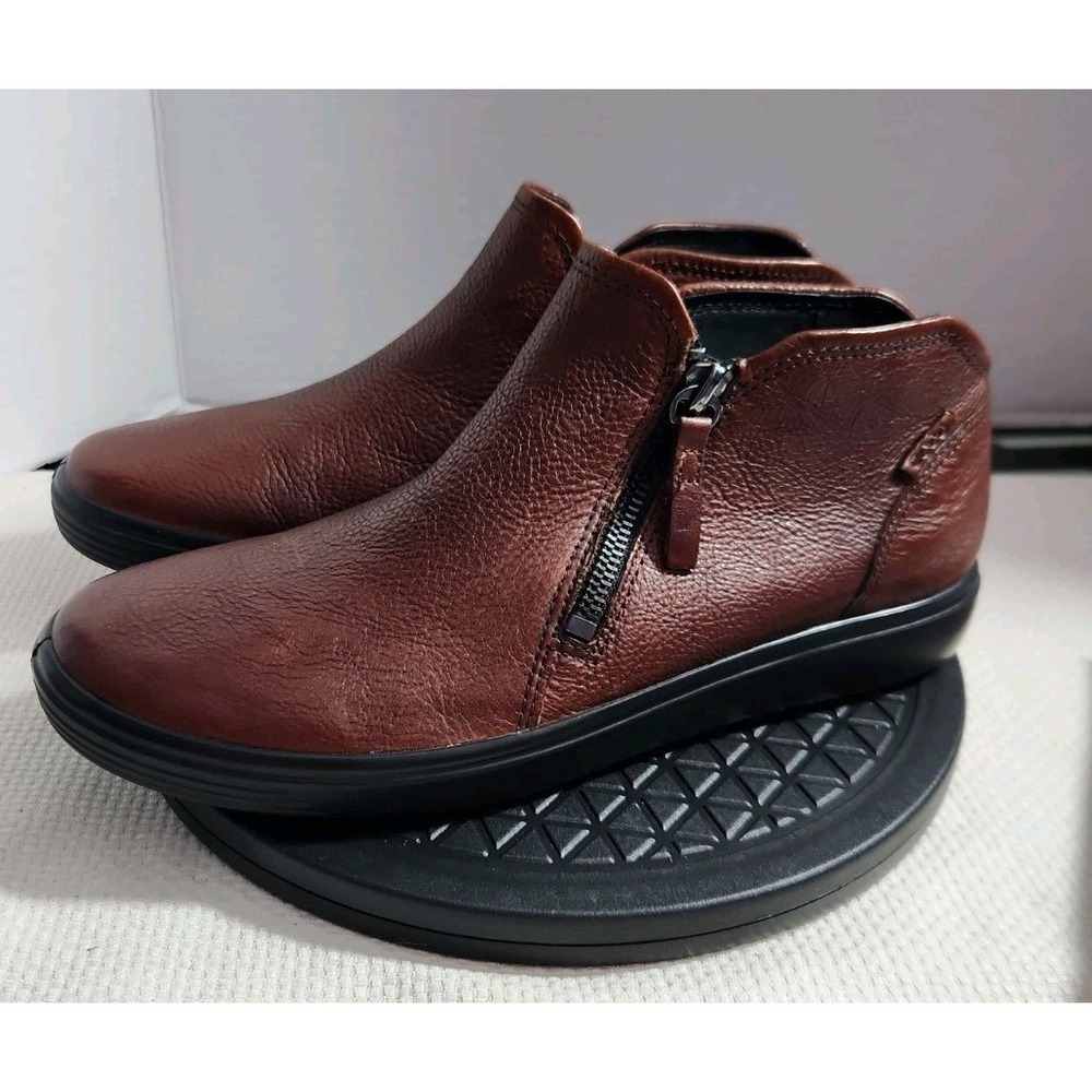 Ecco Women's Leather Soft 7 Low Bootie Shoes Dark Brown Size 8 US EU 39 NWOB